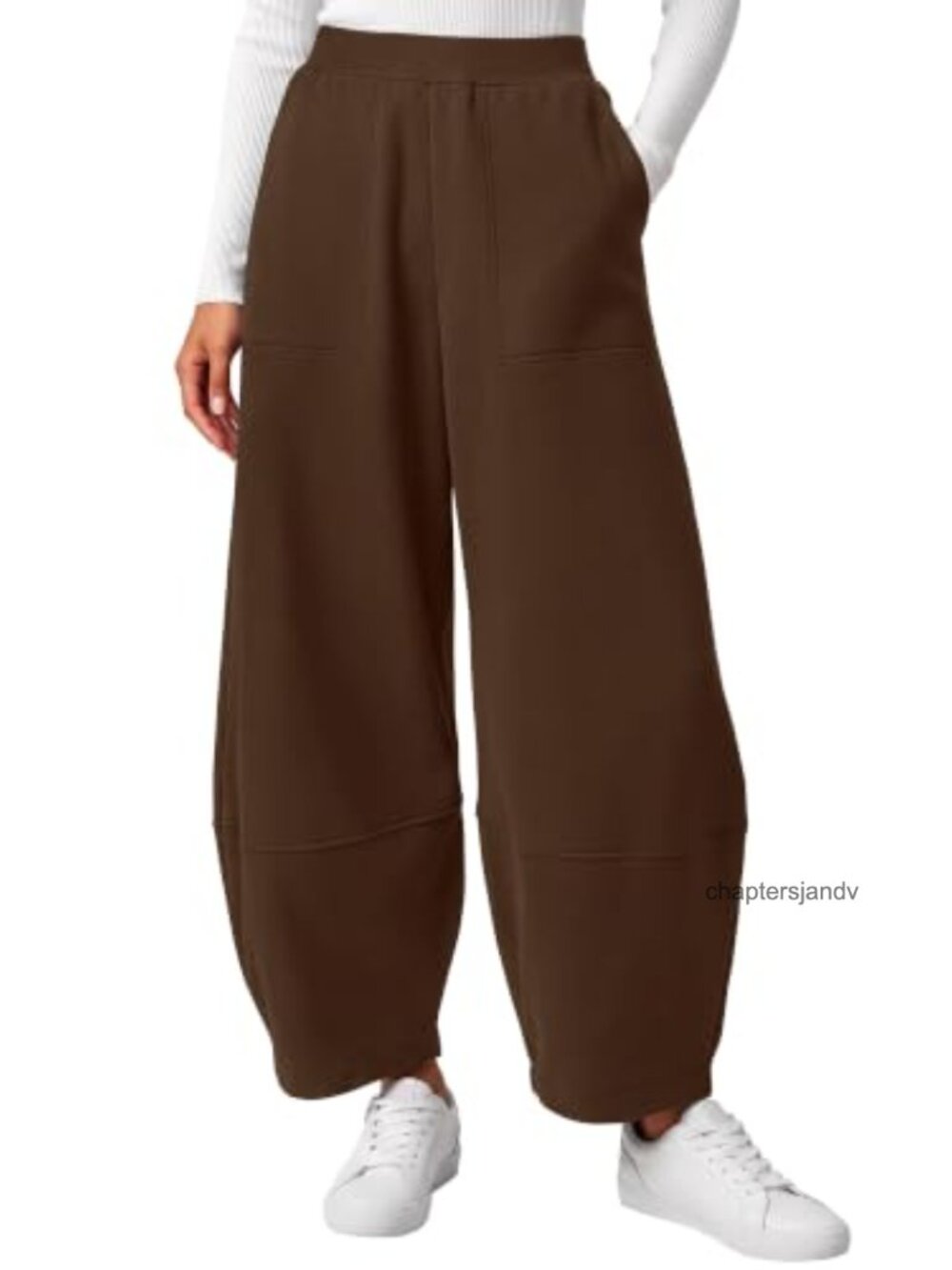 Wide Leg Ankle Palazzo Fleece Harem Barrel Sweatpants French Terry High Waisted